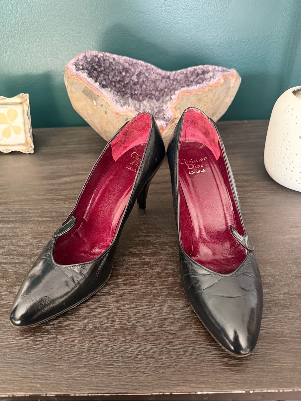 Vintage Christian Dior Souliers Black Leather Pumps